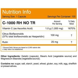 VITAMIN C-1000 (with Rose Hips & Bioflavonoids) NOW FOODS 100tabs ΒΙΤΑΜΙΝΗ C